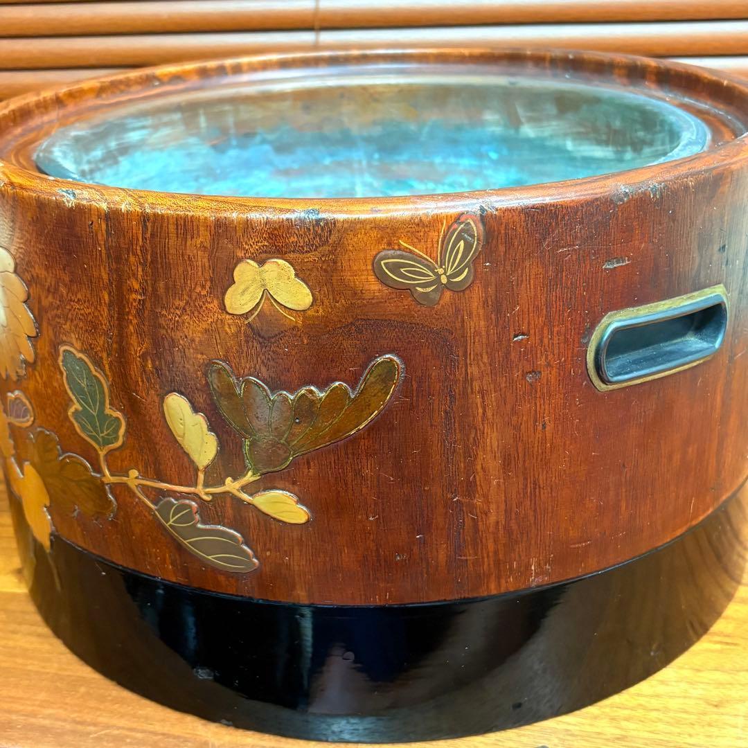 高級◎木製　高蒔絵　螺鈿　火鉢