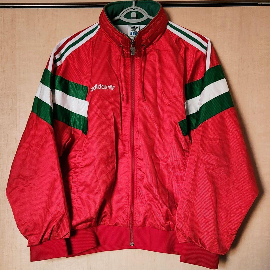 アディダス 90s デサント製 フード付きウインドブレーカー トレフォイル ロゴ