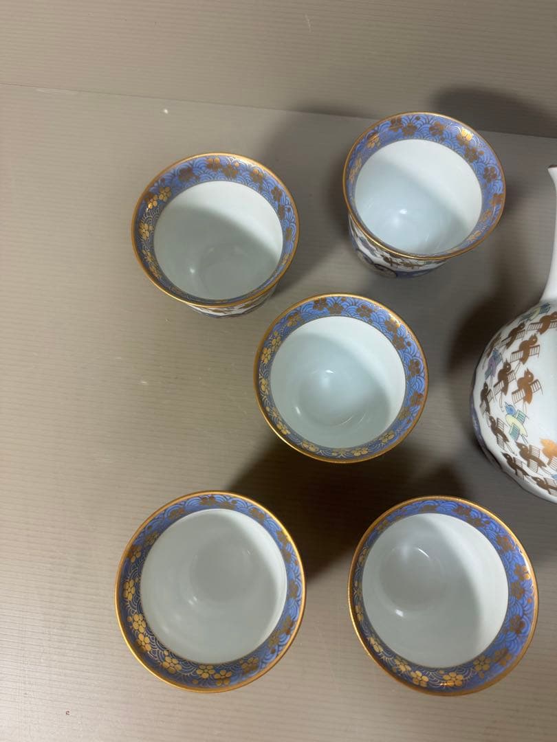 2170 其泉　賞美堂　金彩千鳥祥瑞　茶器セット　急須1客　湯呑5客