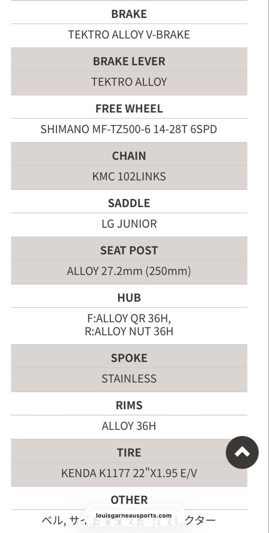 【引渡限定】LOUIS GARNEAU ルイガノ マウンテンバイク 22インチ