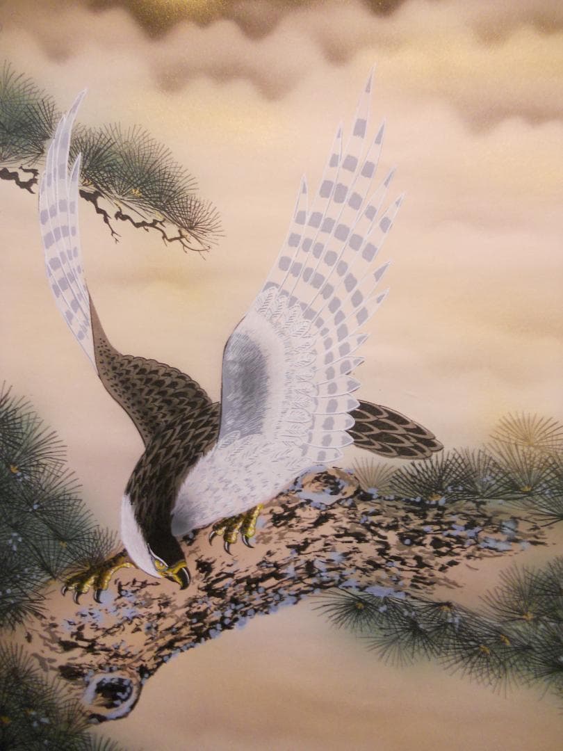 掛け軸 紫雲 富士鷹 絹本 希少 軸装 茶道具 掛軸 です。