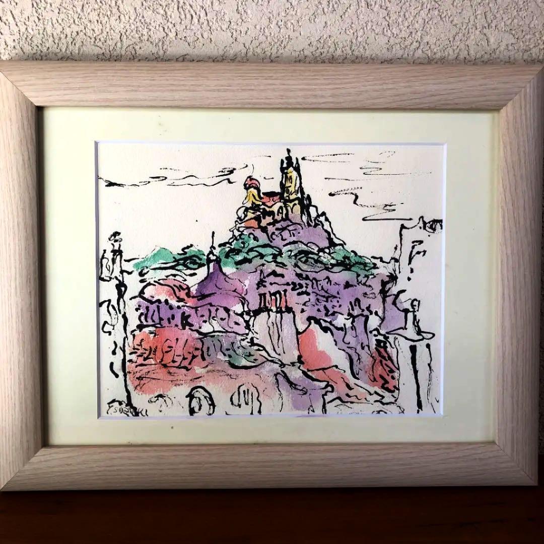 人気画家 鈴木 康雄 パリの風景 3号 水彩