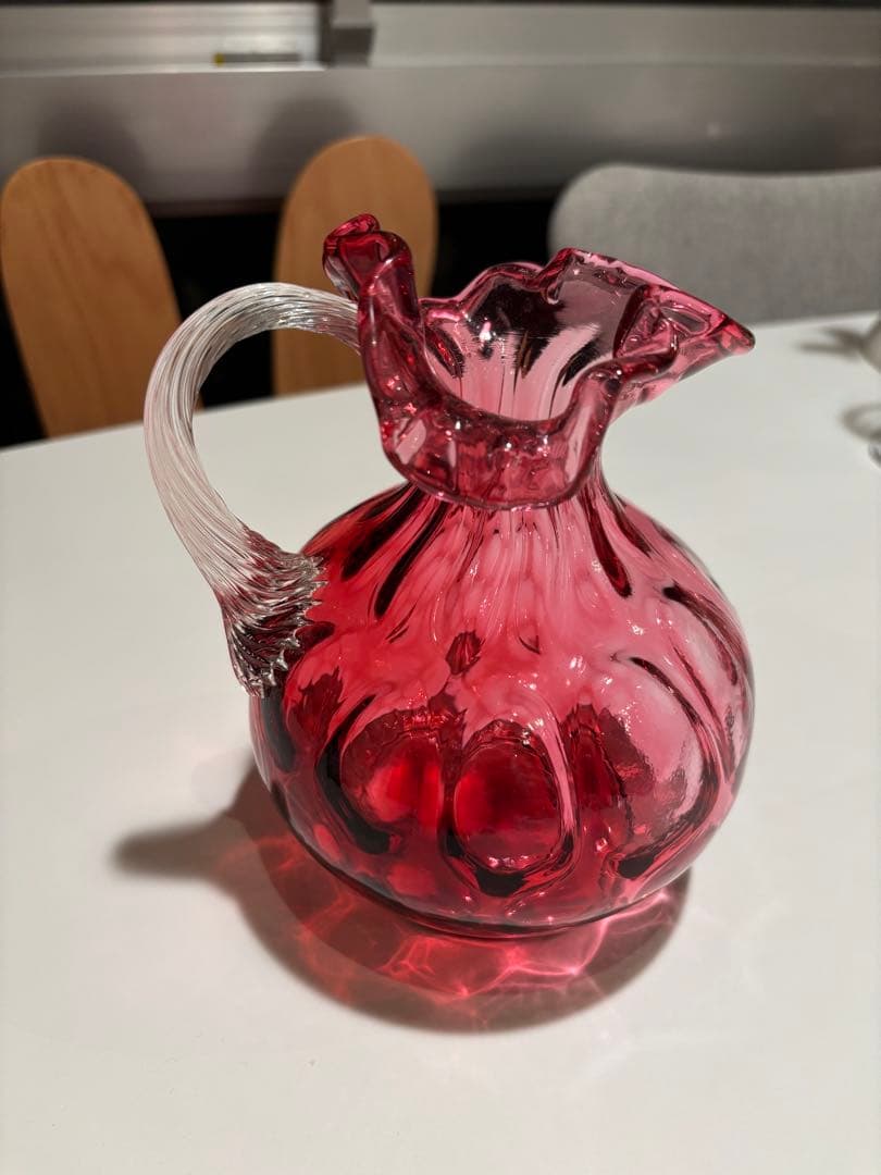 Fenton Art Glass ピンクガラス製ピッチャー 17cm