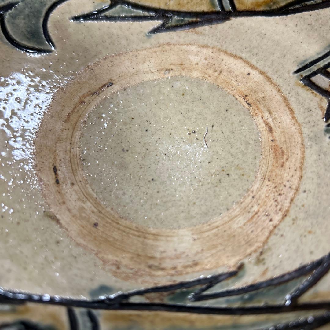 沖縄　やちむん　壺屋焼　人間国宝　金城次郎　魚紋皿　5寸皿　15㎝　重ね焼