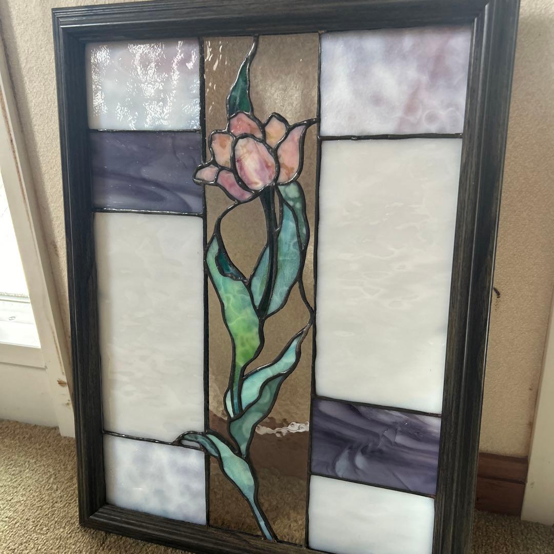 ピンクのチューリップ♦︎ステンドグラス
