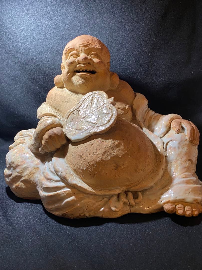 十代　三輪休雪（休和）　布袋置物　図録同手作