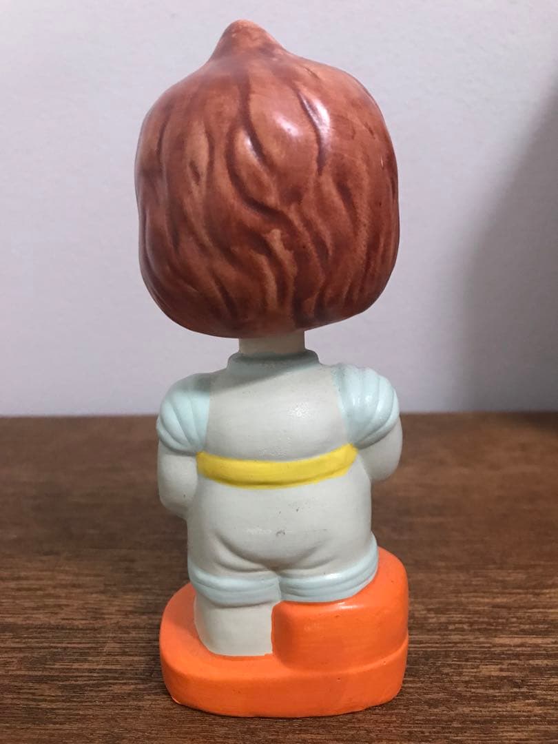 昭和 未使用 ペコちゃん 似 陶器 ボブルヘッド 人形 置物 レトロ 珍品 レア