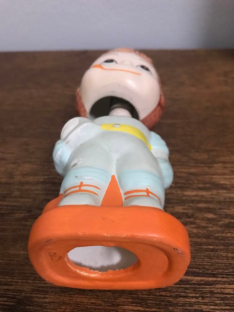 昭和 未使用 ペコちゃん 似 陶器 ボブルヘッド 人形 置物 レトロ 珍品 レア