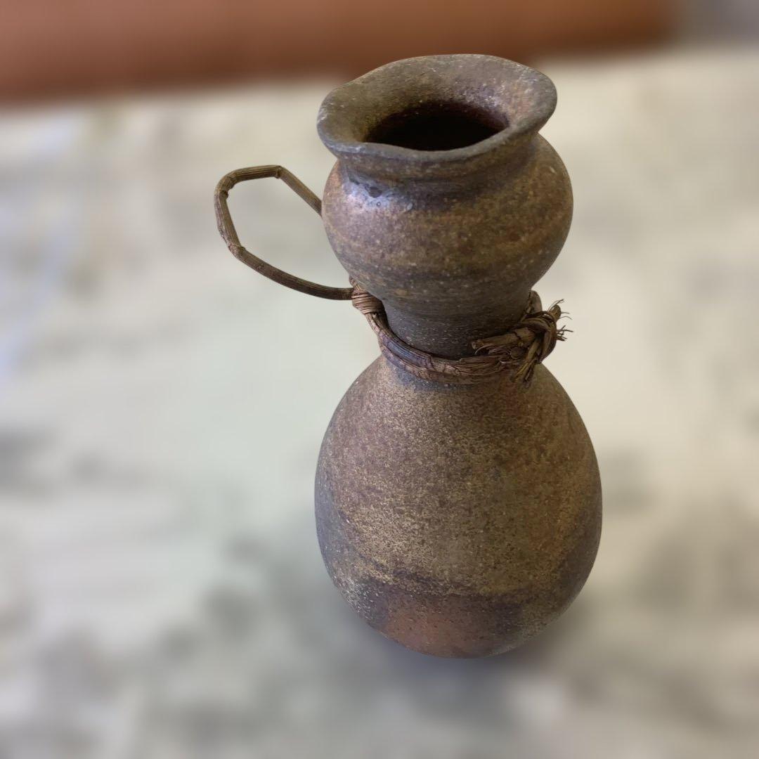 藤原史暁の備前焼 茶色 陶器の壺 専用箱付き