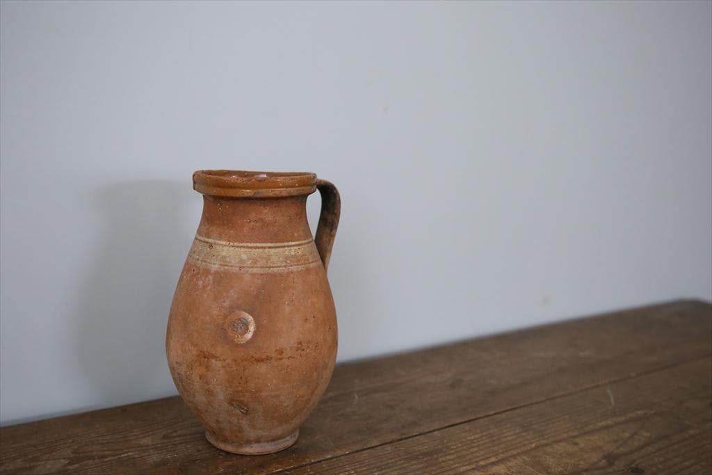 フランスアンティーク陶器ボトル/土器/花瓶/花器フラワーべース(74-92-2)
