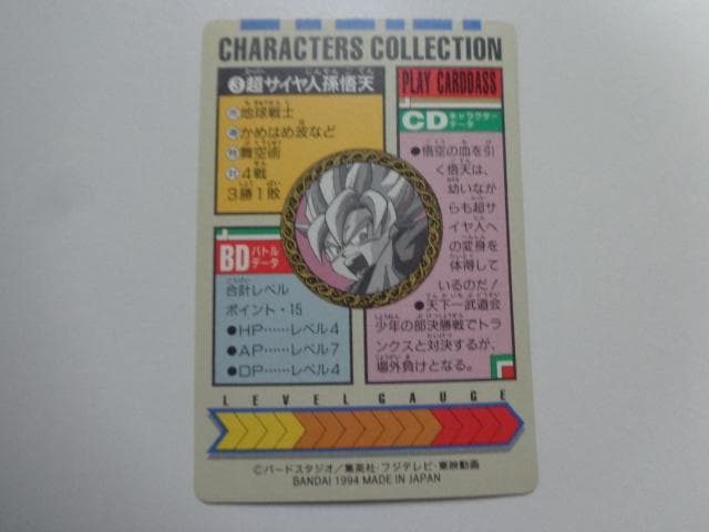 【箱出し 極美品】1994 ドラゴンボール キャラコレ No.3 カードダス