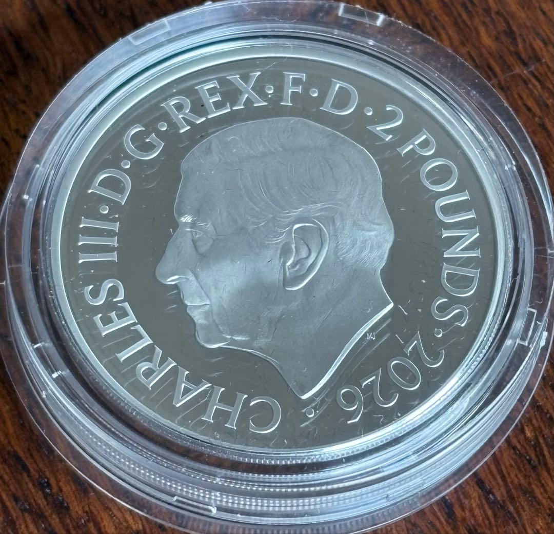 2026イギリス エンジェル（天使とドラゴン） 2ポンド シルバープルーフ