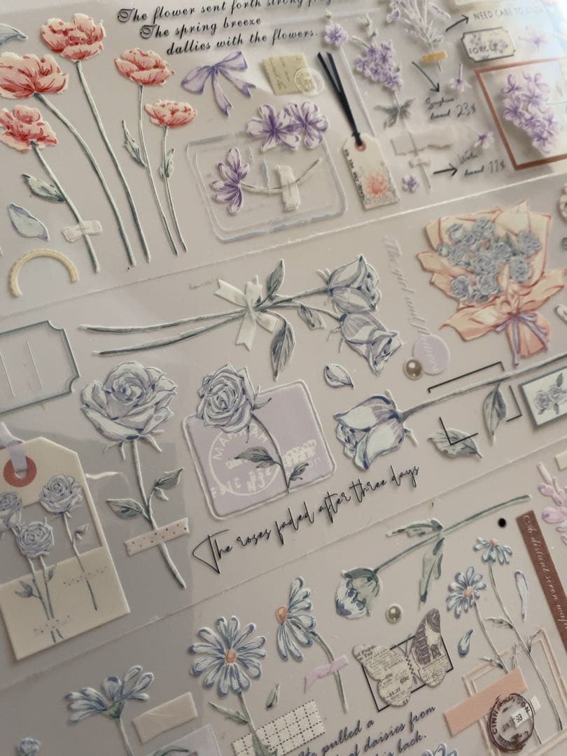 【K76】海外マスキングテープ　切り売り　コラージュ　お花　装飾　薔薇　鈴蘭