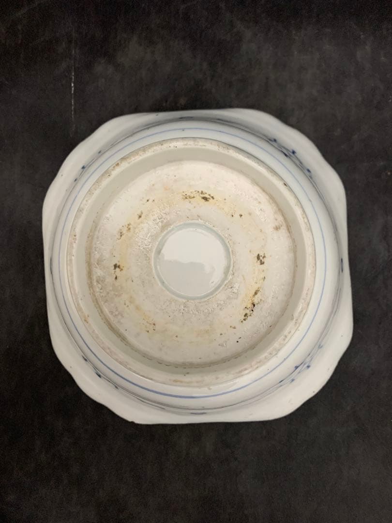 古伊万里　染付　波乗り千鳥　深鉢