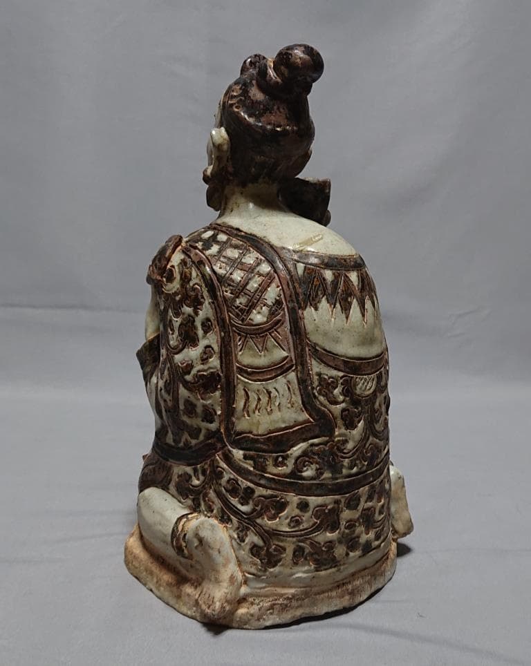 コレクター収集　タイ　スワンカローク白濁渇釉　策士像　15～16世紀