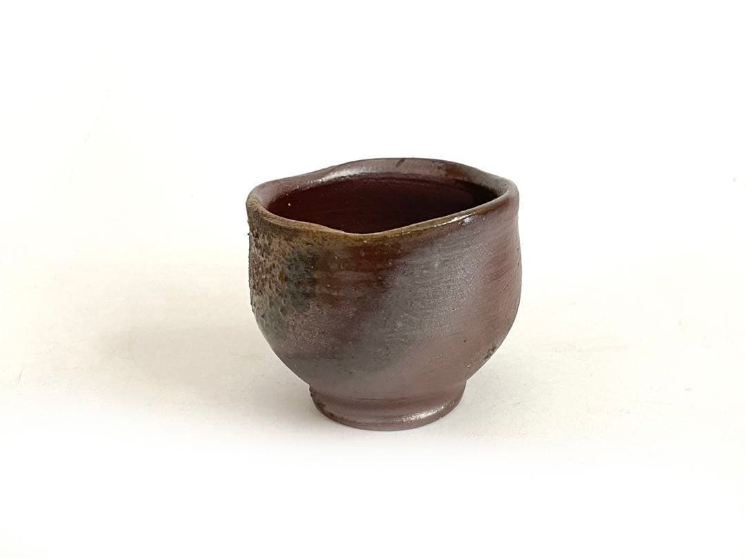 陶芸家　人間国宝　藤原雄　備前酒杯　ぐい呑　酒器　酒盃　備前焼　共箱