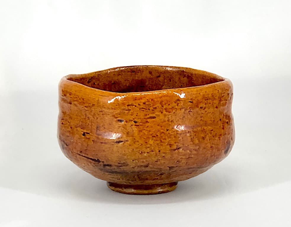 大樋焼　大樋宗春作　飴釉　茶碗　在銘　無傷　箱誂。