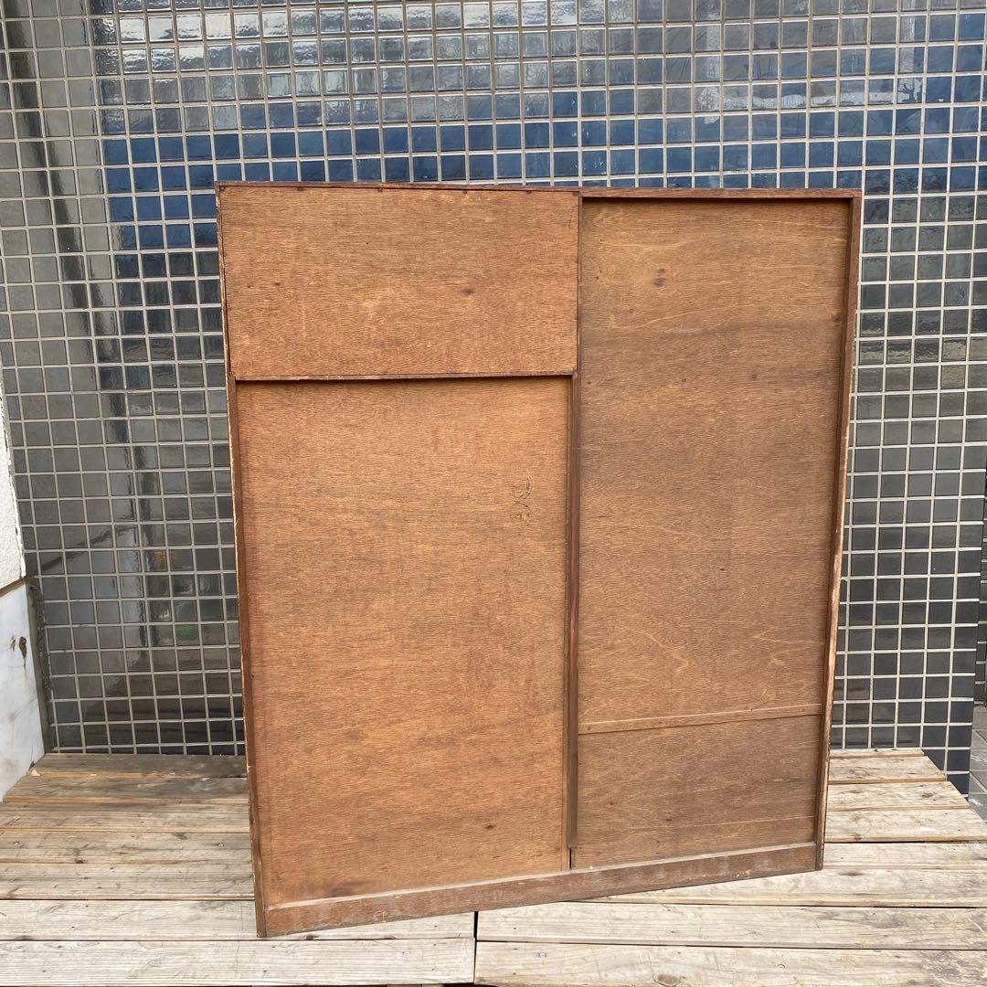 昭和レトロ 木目 飾り棚 茶箪笥 和家具 古民家 ミッドセンチュリー カーテン付