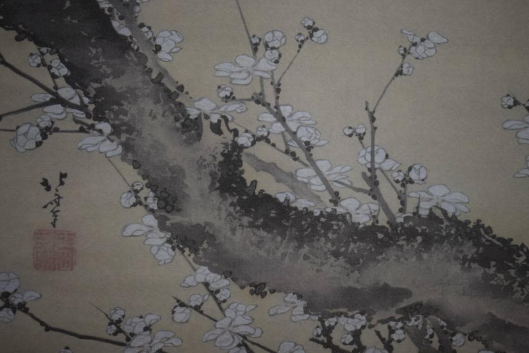 複製/葛飾北斎/白梅図/工芸/桐共箱付/布袋屋掛軸HH-140