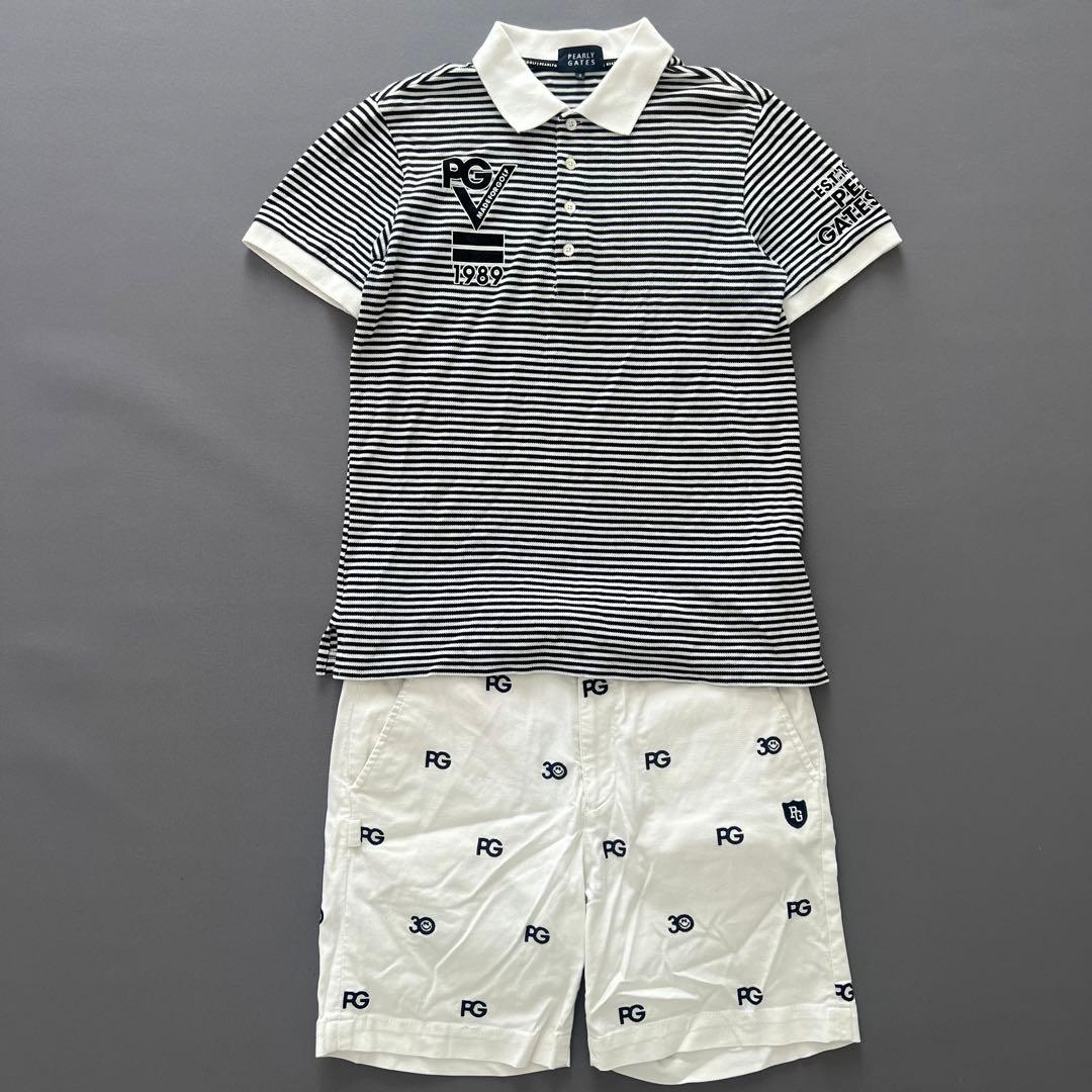 パーリーゲイツ　セットアップ　シャツ　ゴルフ　ハーフパンツ　スマイル　ニコちゃん