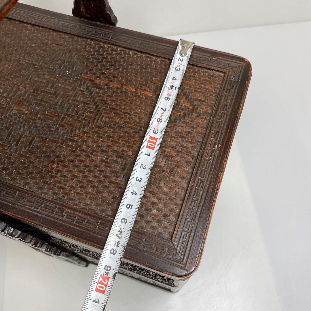 時代　竹編提藍　持ち手込高さ33.5㎝　東Y7-0217②トヒチサ