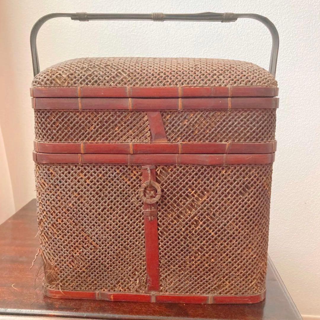 【珍品】煎茶道具　堤藍　茶籠　竹籠　バスケット　骨董品 唐物　1客