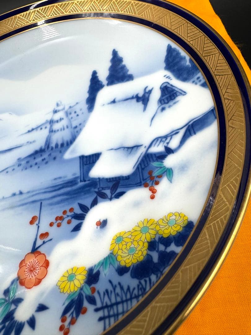 香蘭社　イヤープレート　2000 雪景色　新品　共箱　共布