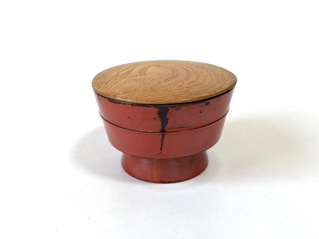 骨董　アンティーク　茶道具　根来　豆子香合　香合　仏具　朱塗　漆器　桃山時代