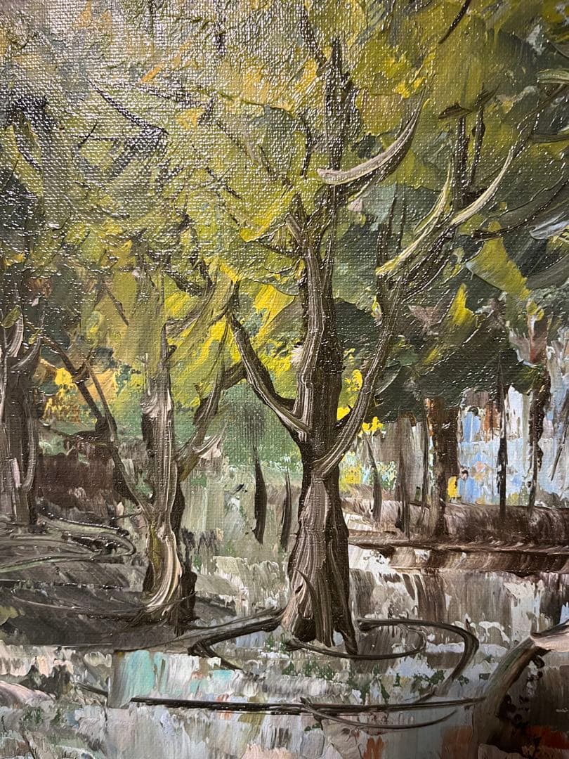 油絵 フランスの街並み ヴィンテージ