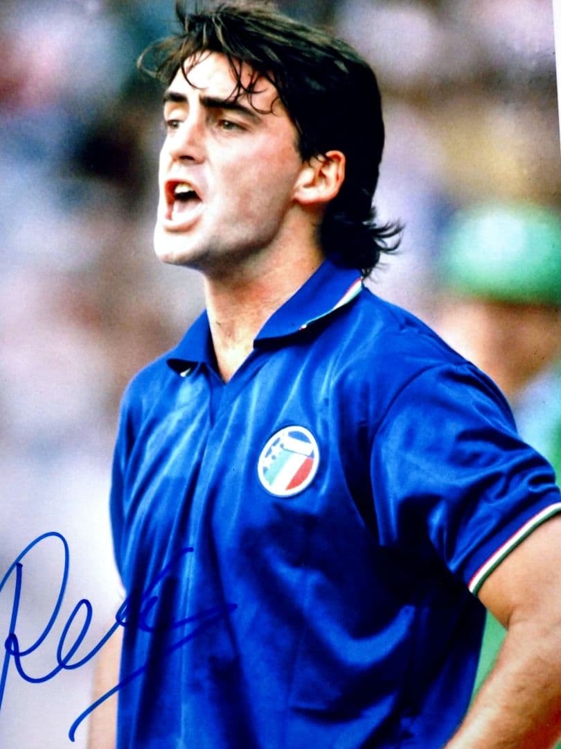 セール中…ロベルト・マンチーニ直筆サイン入り超大型写真…サッカーイタリア代表…