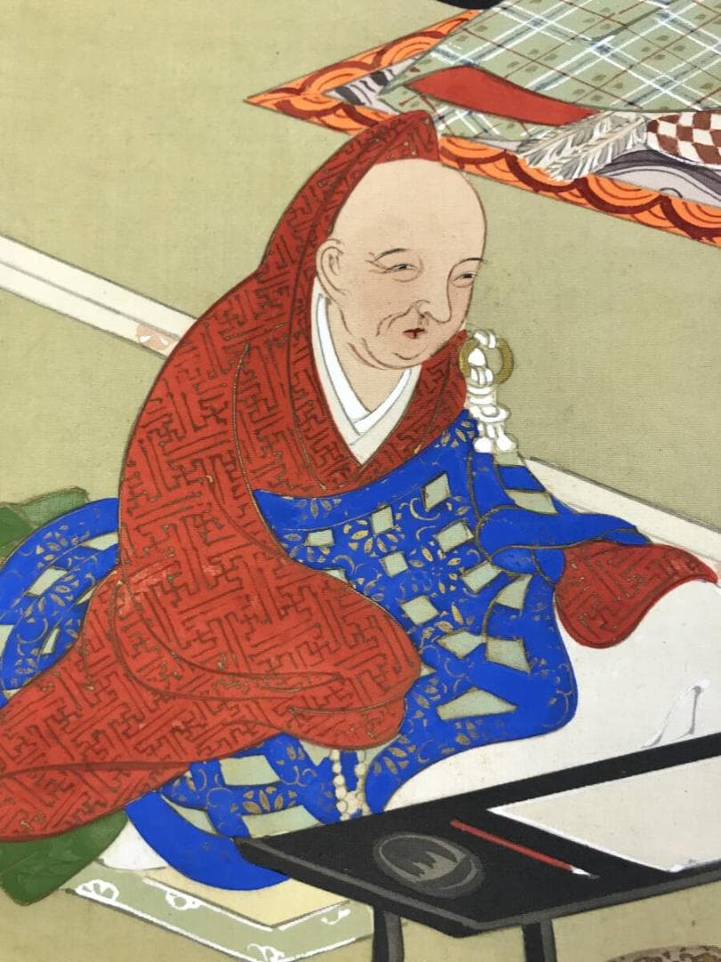 作者不詳/六歌仙図/平安初期の和歌の名人/極彩色/掛軸/名家伝来AH-574