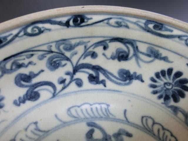 皿■安南呉須魚紋 染付 青華 花唐草 古玩 唐物 中国 古美術 時代物 骨董品■