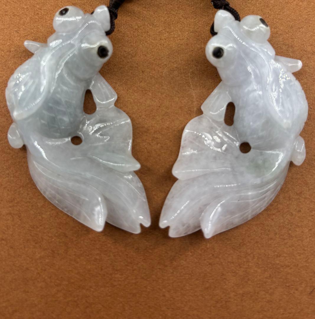 【トゥーハン】翡翠彫刻金魚8ペア16点セット