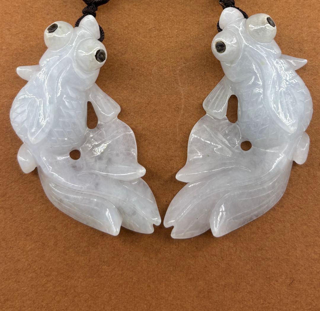 【トゥーハン】翡翠彫刻金魚8ペア16点セット
