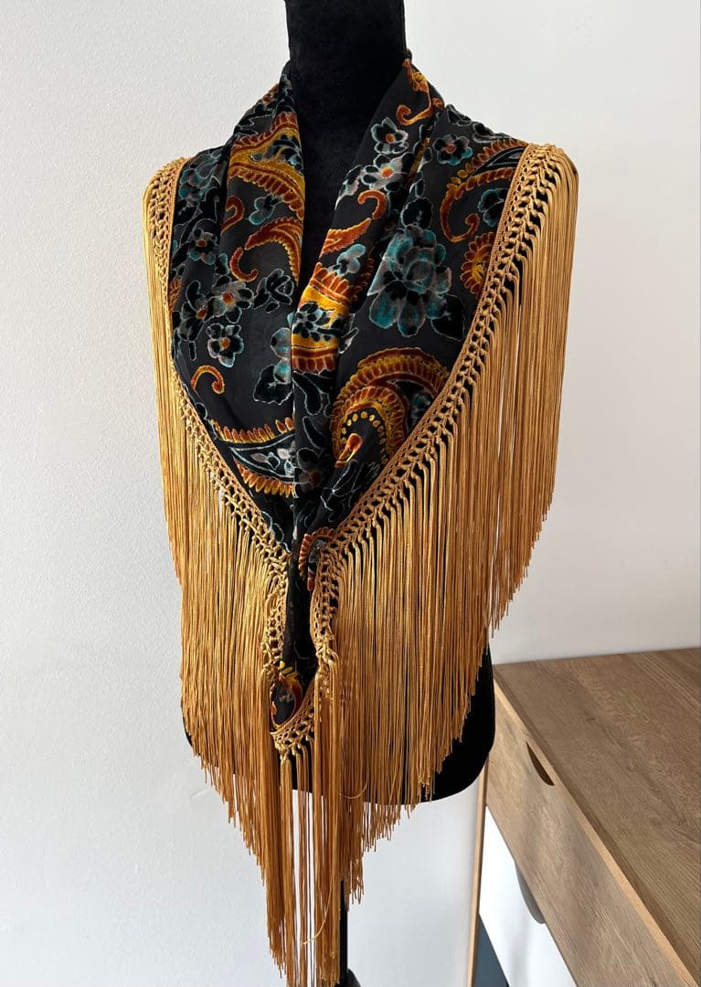 フラメンコ　マントンシージョ　ゴールドxブルージョーゼット　マスタードフレコ