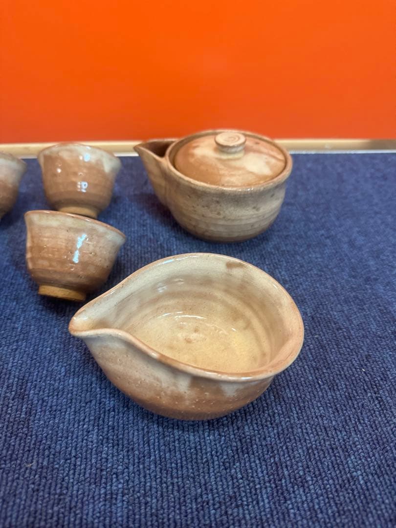 1642 萩焼　茶器セット　宝瓶1客　湯冷し1客　猪口6客