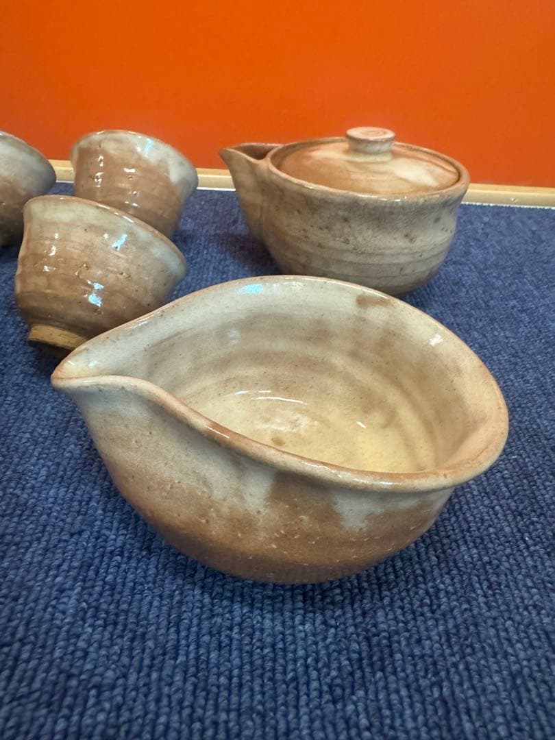1642 萩焼　茶器セット　宝瓶1客　湯冷し1客　猪口6客