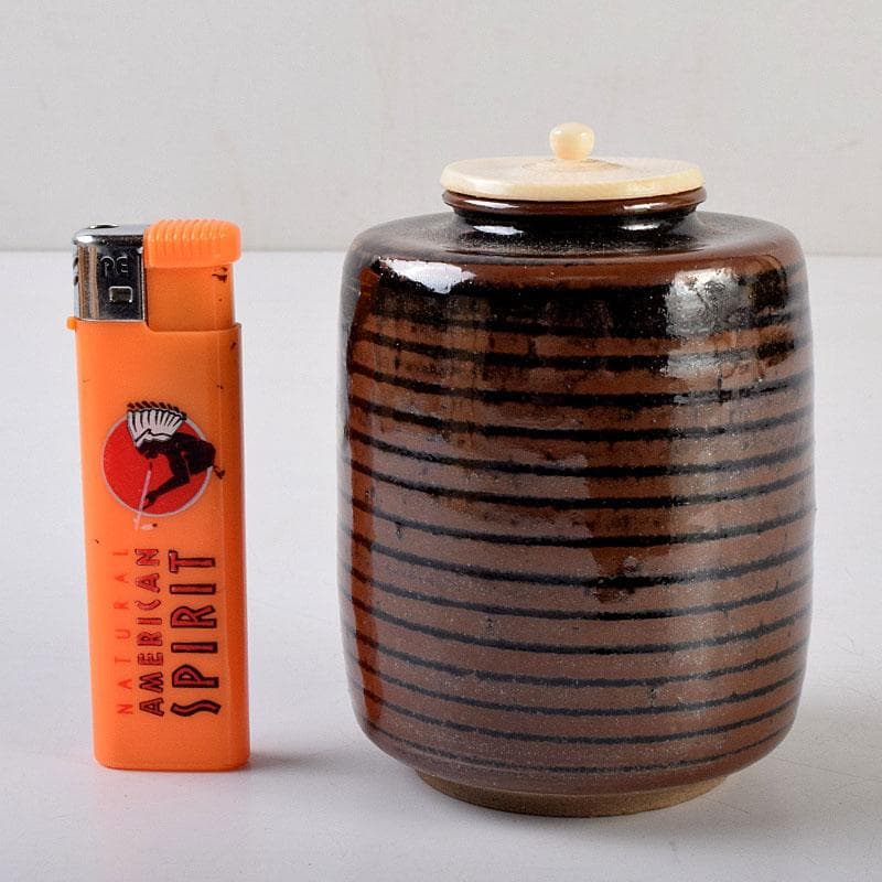 茶道具　松本鐡山作　古瀬戸　大名物　円乗坊写　茶入　仕覆付　共箱　V　8757