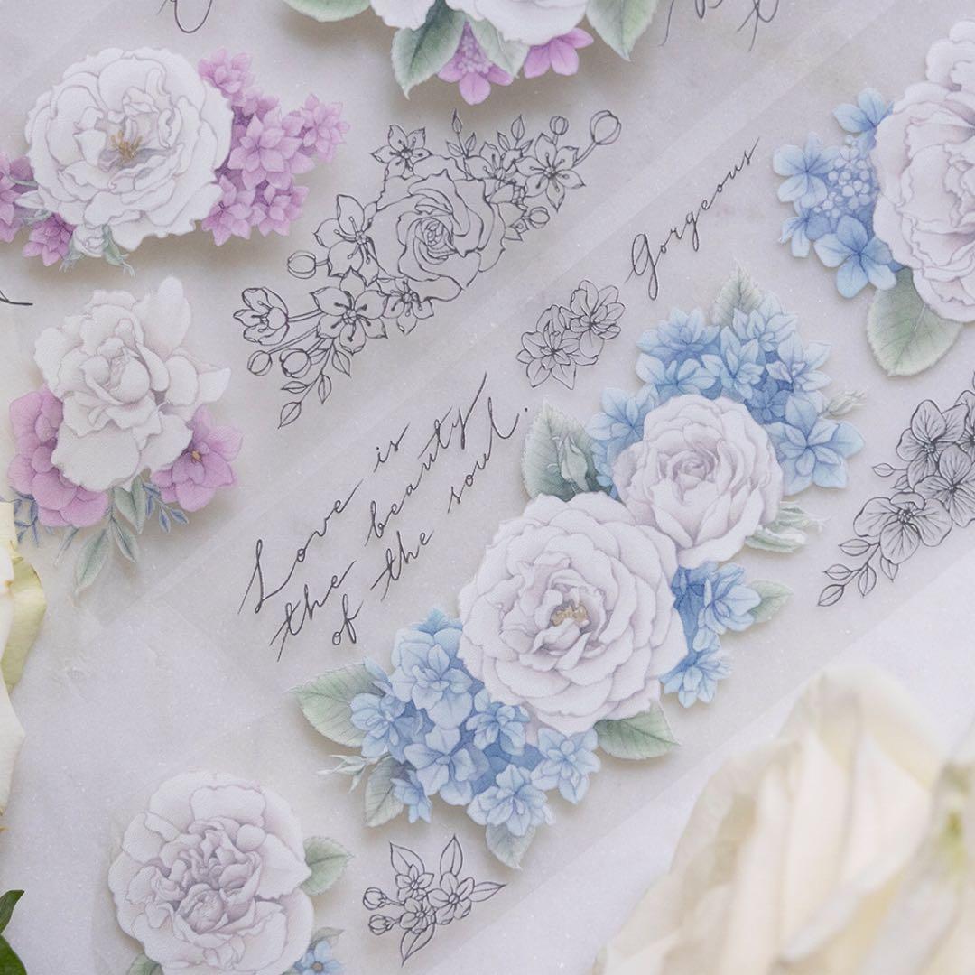 loidesign《玉香 - 白玫瑰》海外マスキングテープ　マステ 【1348】