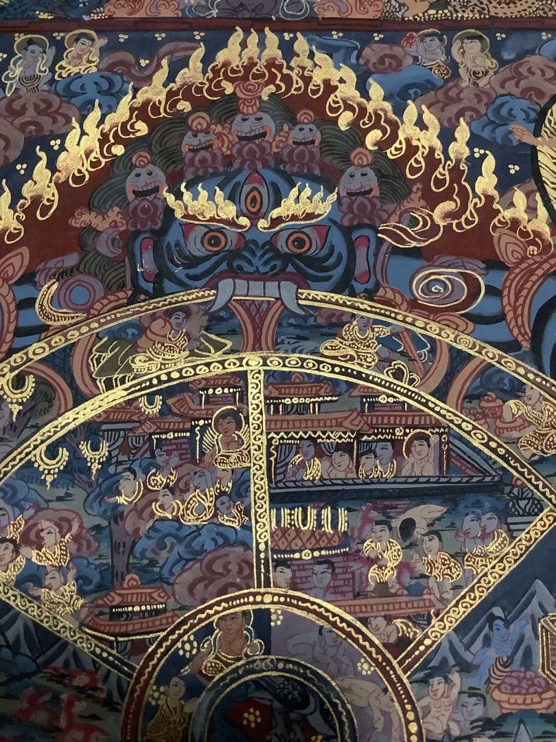 《 チベット密教　新品　1点物 》 手描き　曼荼羅　仏陀　六道輪廻　仏教　c5