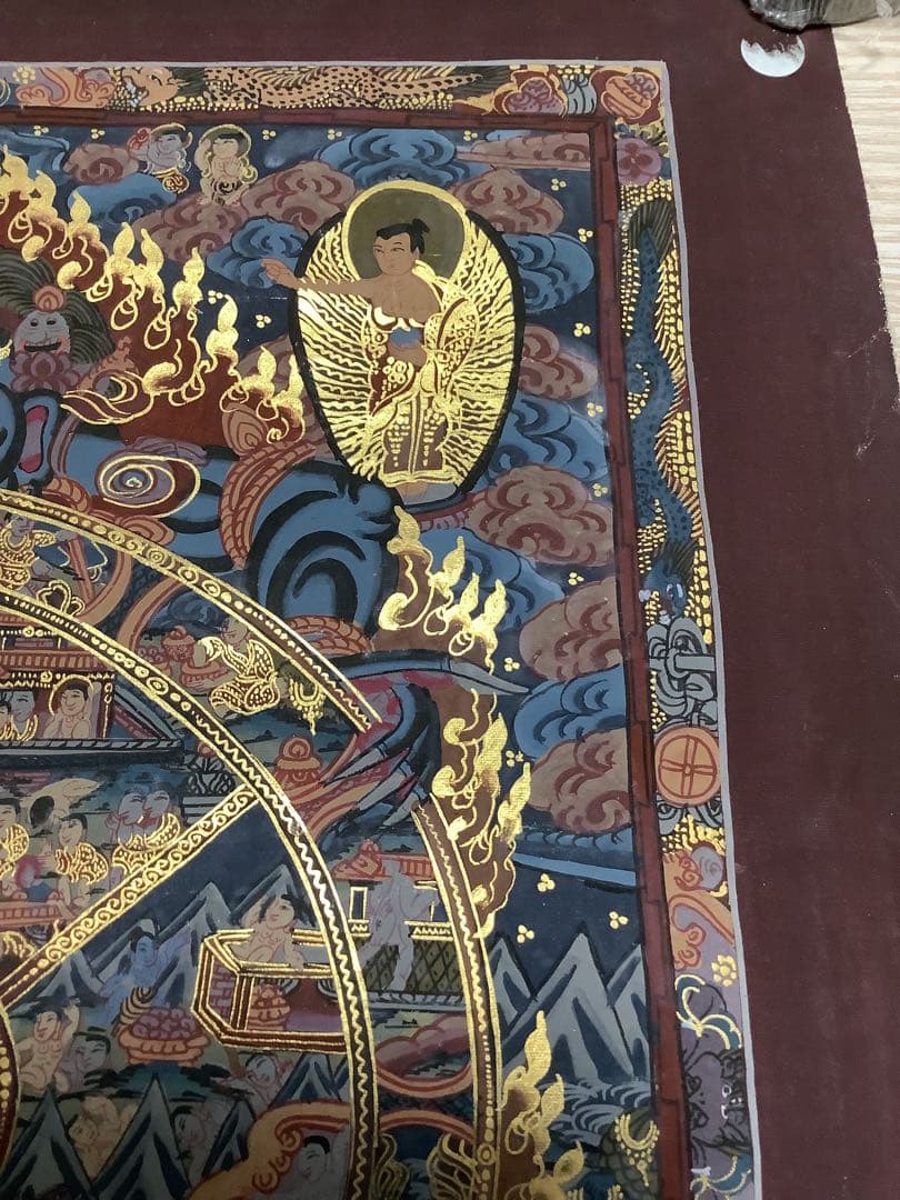 《 チベット密教　新品　1点物 》 手描き　曼荼羅　仏陀　六道輪廻　仏教　c5