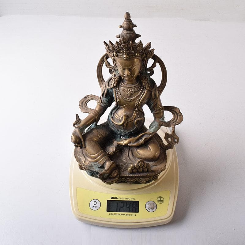 中国　古銅鍍金　チベット仏　仏像　置物　V　7770