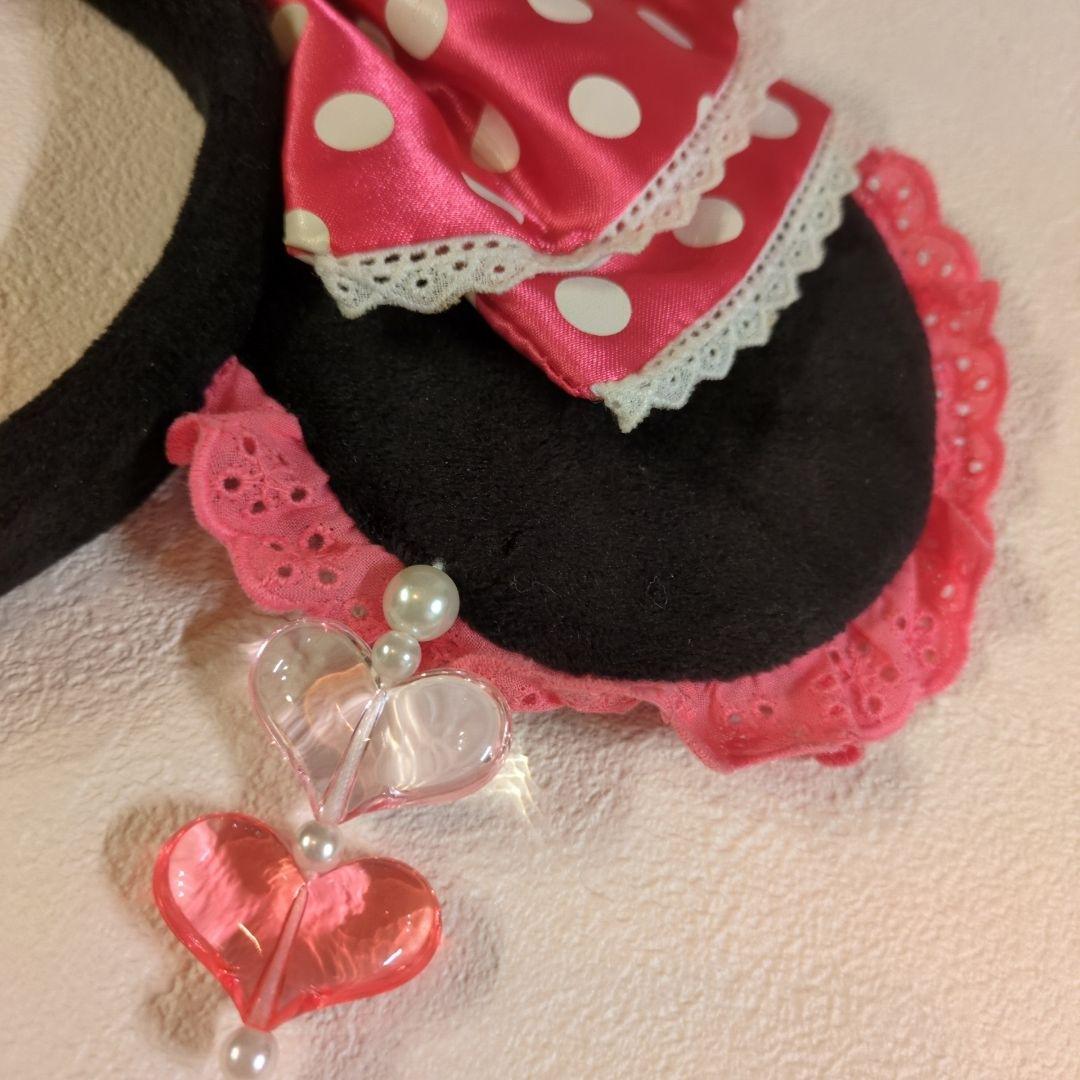 TDR ミニー ピンクリボンハートイヤリング付カチューシャ　東京ディズニーランド