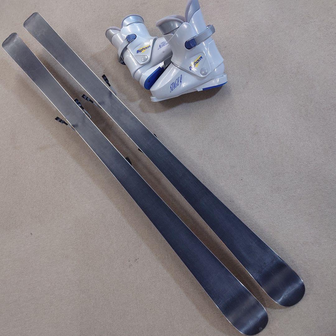 ④滑れる状態で発送 使用済ジュニアスキー150cmブーツ25cm ポールはおまけ