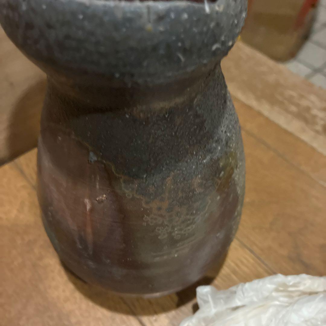 希少品道明　備前焼　金重道明　共箱　茶道具　花茶器　陶器