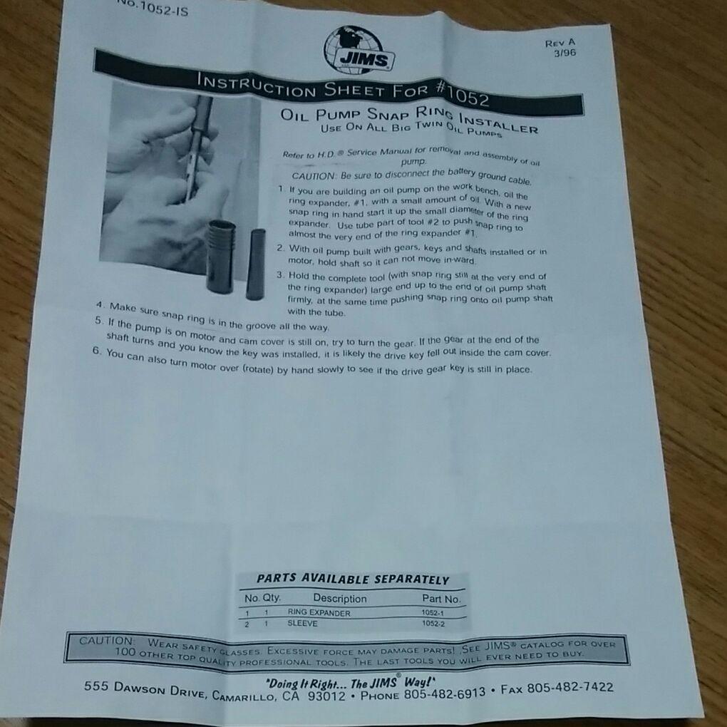 ジムズ JIMS オイルポンプスナップリングインストーラー ハーレー特殊工具