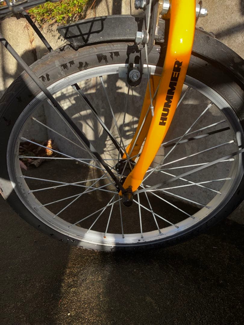 HUMMER 折りたたみ自転車 イエロー ノーパンクタイヤ