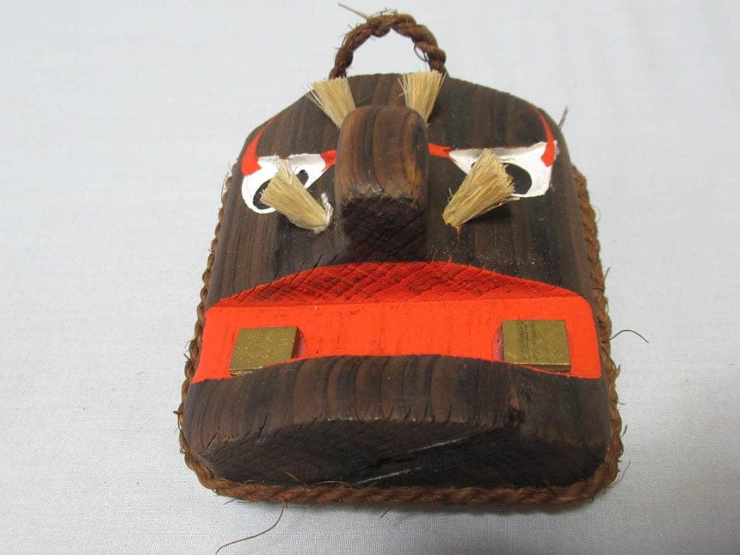 絶版品 未使用 1970年代◆九州南部「熊襲面/くまそ面」木製民芸 作家物かじま