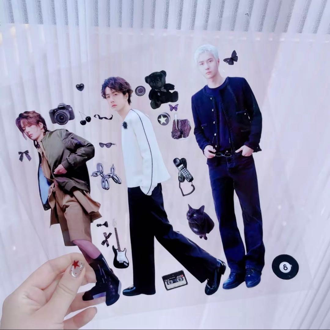 18×25cm 王一博 全身&長い脚が魅力シリーズ 転写耐油防水ステッカー15枚