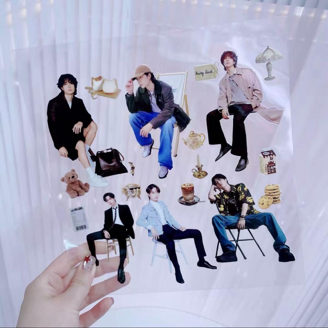 18×25cm 王一博 全身&長い脚が魅力シリーズ 転写耐油防水ステッカー15枚